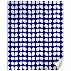 Blue And White Leaf Pattern Canvas 11  X 14   by GardenOfOphir