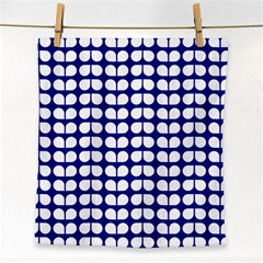 Blue And White Leaf Pattern Face Towel by GardenOfOphir