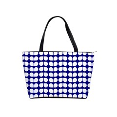 Blue And White Leaf Pattern Shoulder Handbags