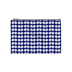 Blue And White Leaf Pattern Cosmetic Bag (medium)  by GardenOfOphir