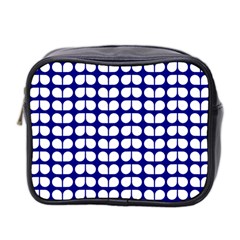 Blue And White Leaf Pattern Mini Toiletries Bag 2-side