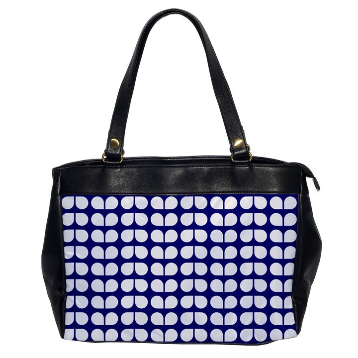 Blue And White Leaf Pattern Office Handbags