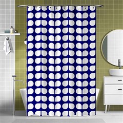 Blue And White Leaf Pattern Shower Curtain 48  X 72  (small)  by GardenOfOphir