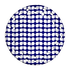 Blue And White Leaf Pattern Ornament (round Filigree) 