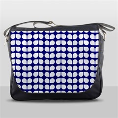 Blue And White Leaf Pattern Messenger Bags