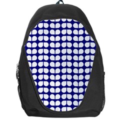 Blue And White Leaf Pattern Backpack Bag