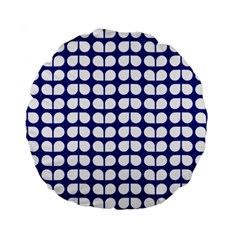 Blue And White Leaf Pattern Standard 15  Premium Round Cushions