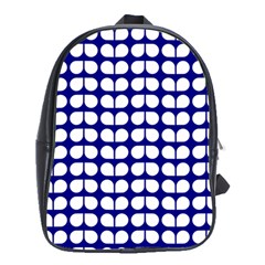 Blue And White Leaf Pattern School Bags (xl) 