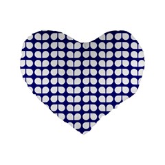 Blue And White Leaf Pattern Standard 16  Premium Heart Shape Cushions