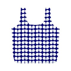 Blue And White Leaf Pattern Full Print Recycle Bags (m) 