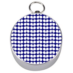 Blue And White Leaf Pattern Silver Compasses by GardenOfOphir