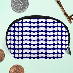 Blue And White Leaf Pattern Accessory Pouches (large)  by GardenOfOphir