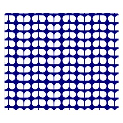 Blue And White Leaf Pattern Double Sided Flano Blanket (small) 