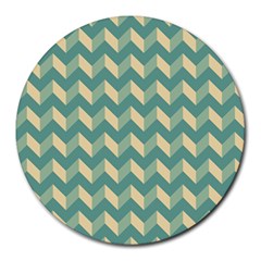 Modern Retro Chevron Patchwork Pattern Round Mousepads by GardenOfOphir