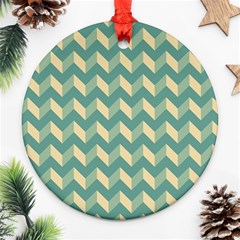 Modern Retro Chevron Patchwork Pattern Ornament (round) 