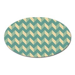 Modern Retro Chevron Patchwork Pattern Oval Magnet