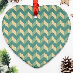 Modern Retro Chevron Patchwork Pattern Heart Ornament (2 Sides)