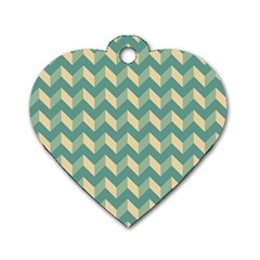 Modern Retro Chevron Patchwork Pattern Dog Tag Heart (one Side) by GardenOfOphir