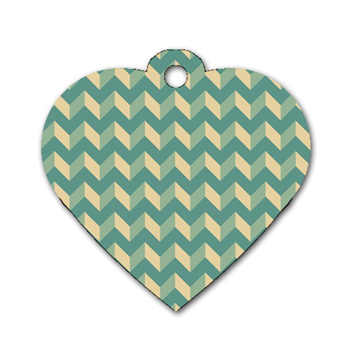 Modern Retro Chevron Patchwork Pattern Dog Tag Heart (One Side)