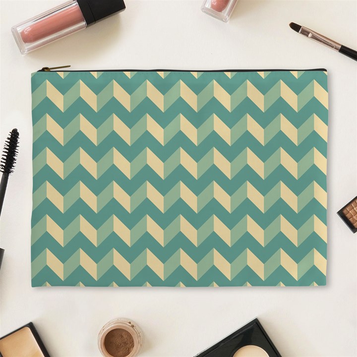 Modern Retro Chevron Patchwork Pattern Cosmetic Bag (XL)