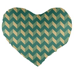 Modern Retro Chevron Patchwork Pattern Large 19  Premium Heart Shape Cushions by GardenOfOphir