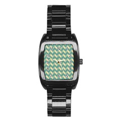 Modern Retro Chevron Patchwork Pattern Stainless Steel Barrel Watch by GardenOfOphir