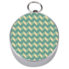 Modern Retro Chevron Patchwork Pattern Silver Compasses