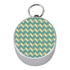 Modern Retro Chevron Patchwork Pattern Mini Silver Compasses