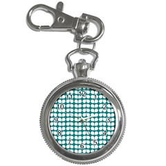 Teal And White Leaf Pattern Key Chain Watches