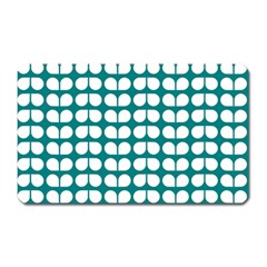 Teal And White Leaf Pattern Magnet (rectangular) by GardenOfOphir