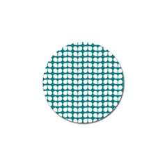 Teal And White Leaf Pattern Golf Ball Marker (10 Pack)