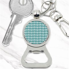 Teal And White Leaf Pattern Bottle Opener Key Chains