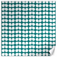 Teal And White Leaf Pattern Canvas 12  X 12  