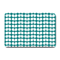 Teal And White Leaf Pattern Small Doormat 