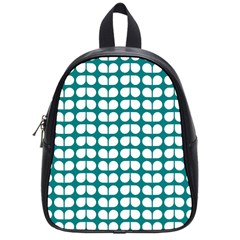 Teal And White Leaf Pattern School Bags (small) 