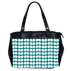 Teal And White Leaf Pattern Office Handbags (2 Sides)  by GardenOfOphir