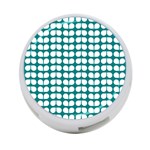 Teal And White Leaf Pattern 4-Port USB Hub (Two Sides)  Front