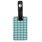 Teal And White Leaf Pattern Luggage Tags (One Side)  Front