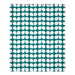 Teal And White Leaf Pattern Shower Curtain 60  X 72  (medium)  by GardenOfOphir