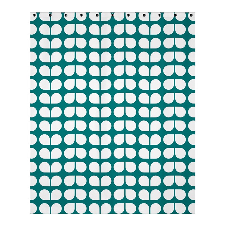 Teal And White Leaf Pattern Shower Curtain 60  x 72  (Medium) 