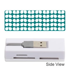 Teal And White Leaf Pattern Memory Card Reader (stick) 