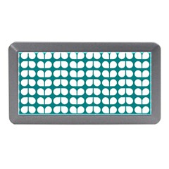 Teal And White Leaf Pattern Memory Card Reader (mini)