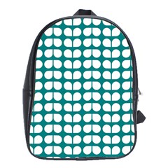 Teal And White Leaf Pattern School Bags (xl) 