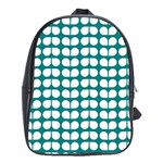 Teal And White Leaf Pattern School Bags (XL)  Front