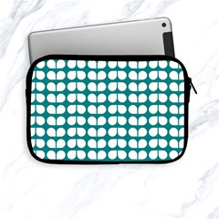 Teal And White Leaf Pattern Apple Ipad Mini Zipper Cases by GardenOfOphir