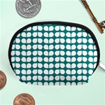 Teal And White Leaf Pattern Accessory Pouches (Medium)  Front