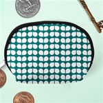 Teal And White Leaf Pattern Accessory Pouches (Medium)  Back