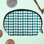 Teal And White Leaf Pattern Accessory Pouches (Large)  Front