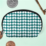 Teal And White Leaf Pattern Accessory Pouches (Large)  Back