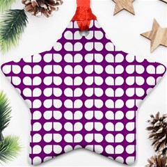 Purple And White Leaf Pattern Ornament (star) 